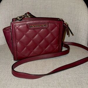 Maroon Padded Micheal Kors Crossbody Bag
